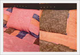 Rayon Patchwork Quilt and Pillow  Made in Korea
